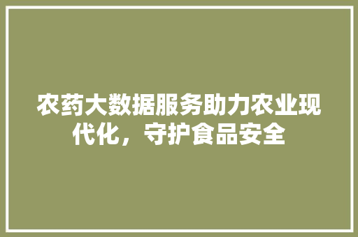 农药大数据服务助力农业现代化，守护食品安全 建站教程