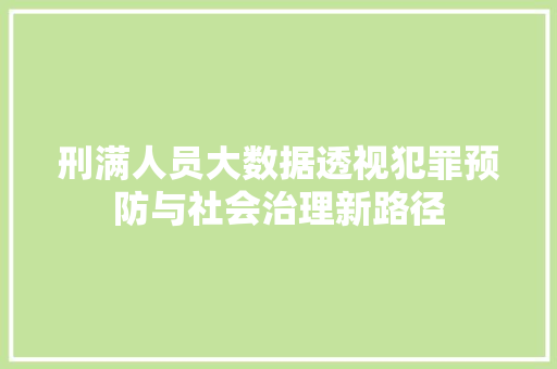 刑满人员大数据透视犯罪预防与社会治理新路径