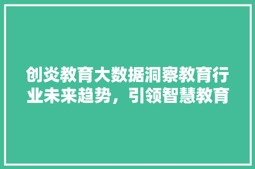 创炎教育大数据洞察教育行业未来趋势，引领智慧教育新篇章 建站教程