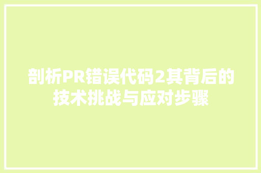 剖析PR错误代码2其背后的技术挑战与应对步骤