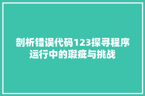 剖析错误代码123探寻程序运行中的瑕疵与挑战