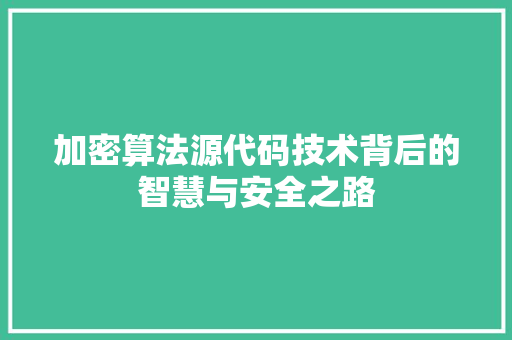 加密算法源代码技术背后的智慧与安全之路 SEO教程