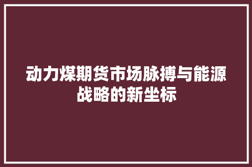 动力煤期货市场脉搏与能源战略的新坐标 WordPress教程