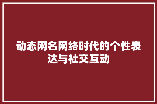 动态网名网络时代的个性表达与社交互动 Web前端