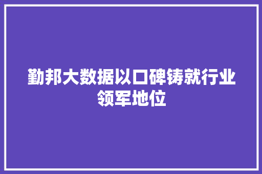 勤邦大数据以口碑铸就行业领军地位