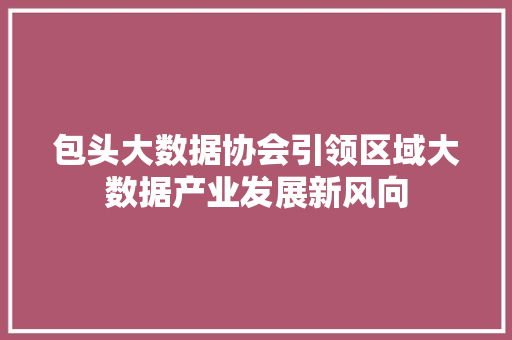 包头大数据协会引领区域大数据产业发展新风向
