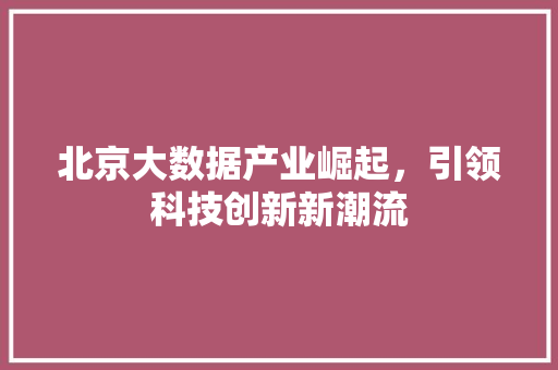北京大数据产业崛起，引领科技创新新潮流 友链在线