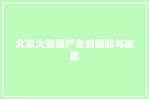 北京大数据产业的崛起与发展