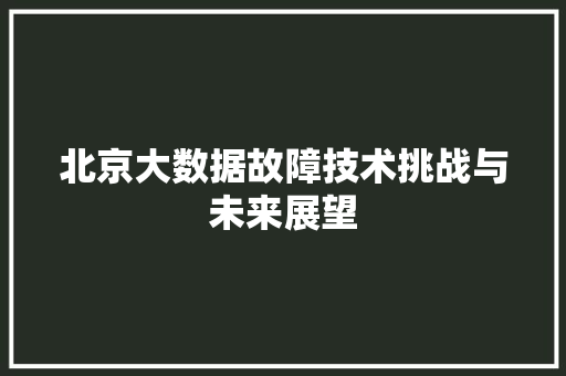 北京大数据故障技术挑战与未来展望 友链在线