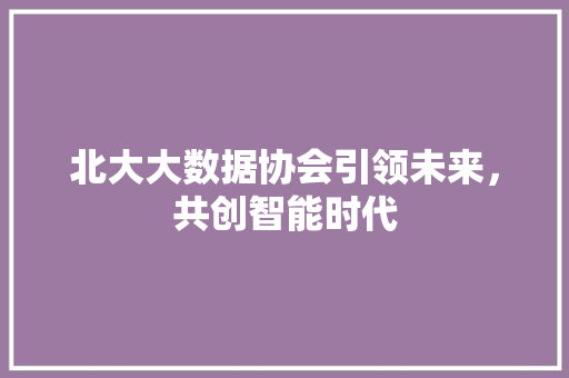 北大大数据协会引领未来，共创智能时代