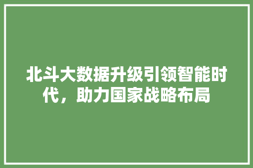 北斗大数据升级引领智能时代，助力国家战略布局
