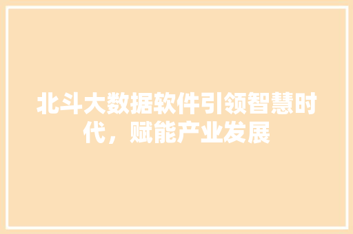 北斗大数据软件引领智慧时代，赋能产业发展