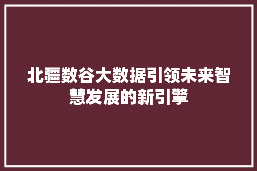 北疆数谷大数据引领未来智慧发展的新引擎
