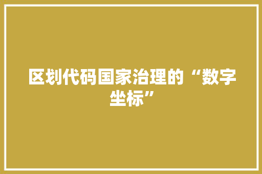 区划代码国家治理的“数字坐标”