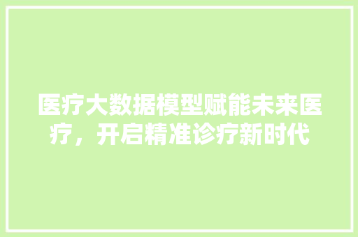 医疗大数据模型赋能未来医疗，开启精准诊疗新时代