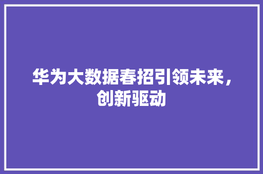 华为大数据春招引领未来，创新驱动