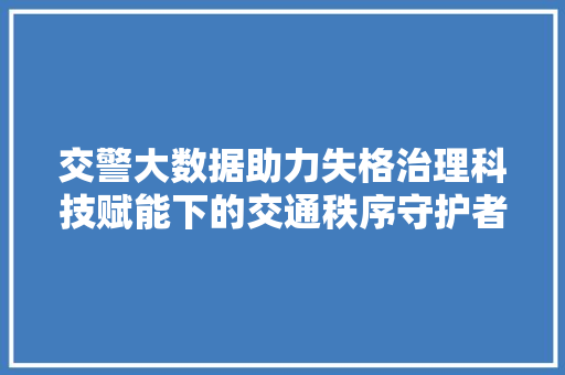 交警大数据助力失格治理科技赋能下的交通秩序守护者