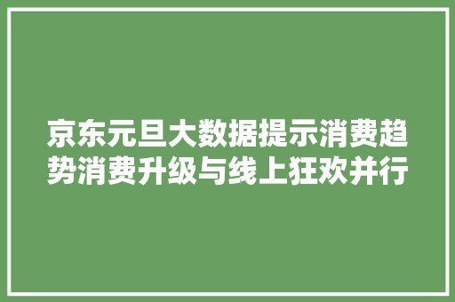 京东元旦大数据提示消费趋势消费升级与线上狂欢并行 服务器/数据库
