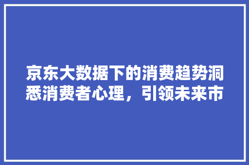 京东大数据下的消费趋势洞悉消费者心理，引领未来市场风向标