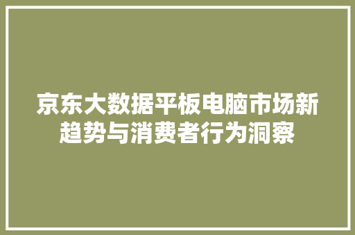 京东大数据平板电脑市场新趋势与消费者行为洞察