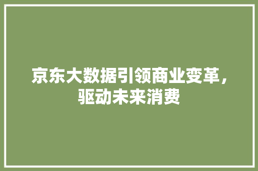 京东大数据引领商业变革，驱动未来消费