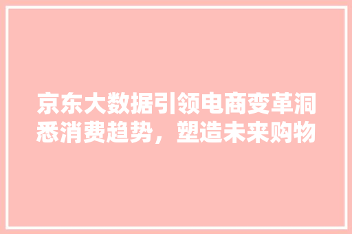 京东大数据引领电商变革洞悉消费趋势，塑造未来购物体验