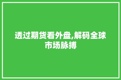 透过期货看外盘,解码全球市场脉搏 透过期货看外盘,解码全球市场脉搏 WordPress教程