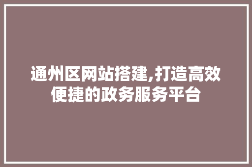 通州区网站搭建,打造高效便捷的政务服务平台 通州区网站搭建,打造高效便捷的政务服务平台 Web前端