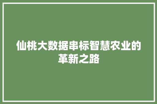 仙桃大数据串标智慧农业的革新之路
