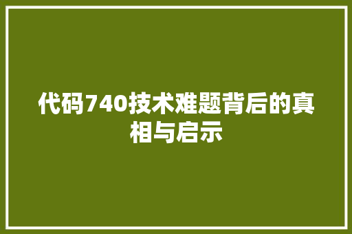 代码740技术难题背后的真相与启示
