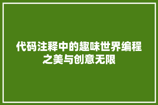 代码注释中的趣味世界编程之美与创意无限