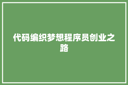 代码编织梦想程序员创业之路