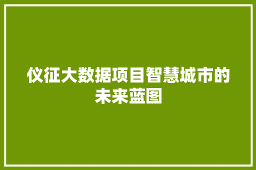 仪征大数据项目智慧城市的未来蓝图