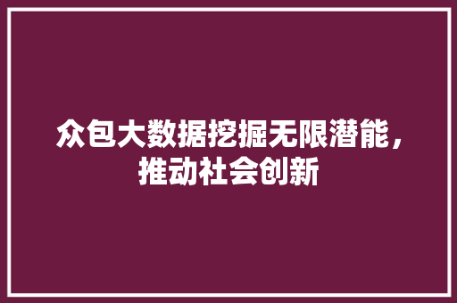 众包大数据挖掘无限潜能，推动社会创新