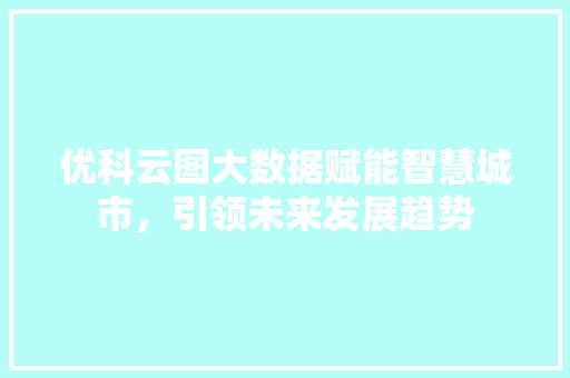 优科云图大数据赋能智慧城市，引领未来发展趋势
