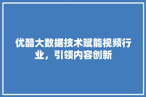 优酷大数据技术赋能视频行业，引领内容创新