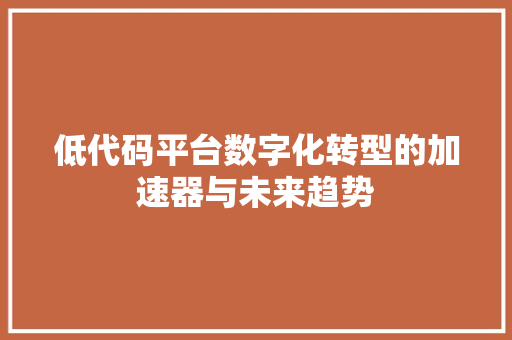 低代码平台数字化转型的加速器与未来趋势