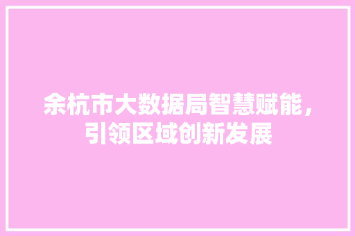 余杭市大数据局智慧赋能，引领区域创新发展