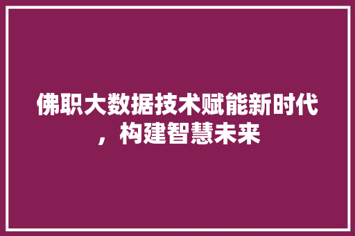 佛职大数据技术赋能新时代，构建智慧未来