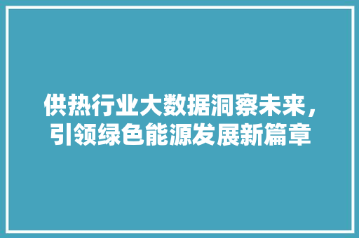 供热行业大数据洞察未来，引领绿色能源发展新篇章