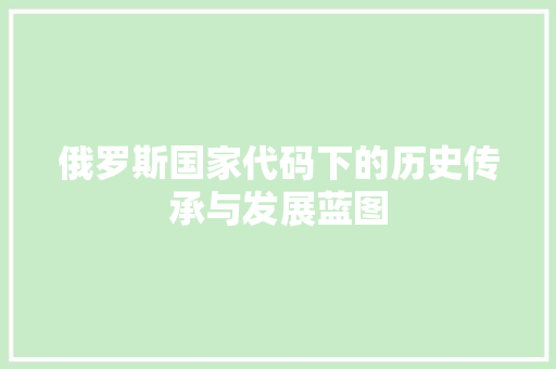 俄罗斯国家代码下的历史传承与发展蓝图