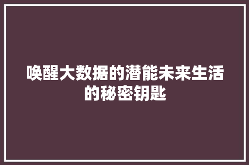 唤醒大数据的潜能未来生活的秘密钥匙 WordPress教程