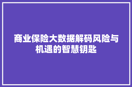 商业保险大数据解码风险与机遇的智慧钥匙 友链在线