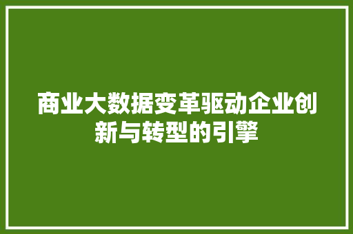 商业大数据变革驱动企业创新与转型的引擎 Web前端