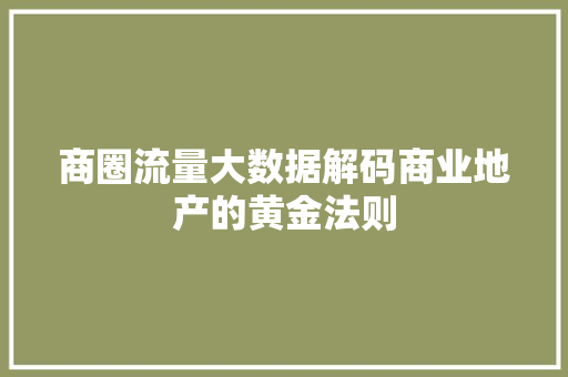 商圈流量大数据解码商业地产的黄金法则 SEO教程