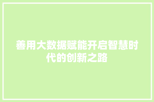 善用大数据赋能开启智慧时代的创新之路 SEO教程