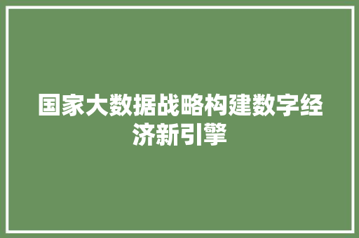 国家大数据战略构建数字经济新引擎