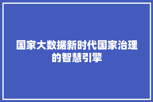国家大数据新时代国家治理的智慧引擎