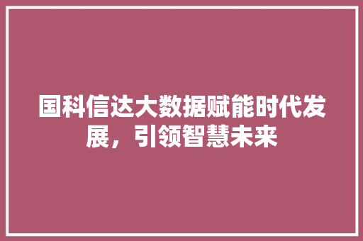 国科信达大数据赋能时代发展，引领智慧未来