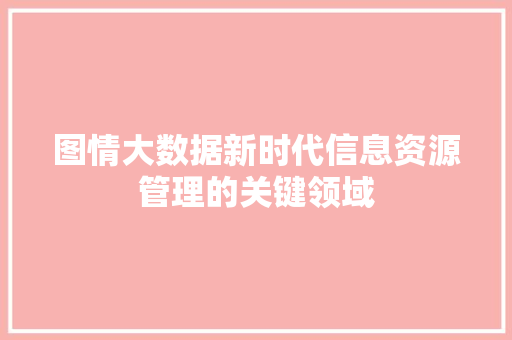 图情大数据新时代信息资源管理的关键领域